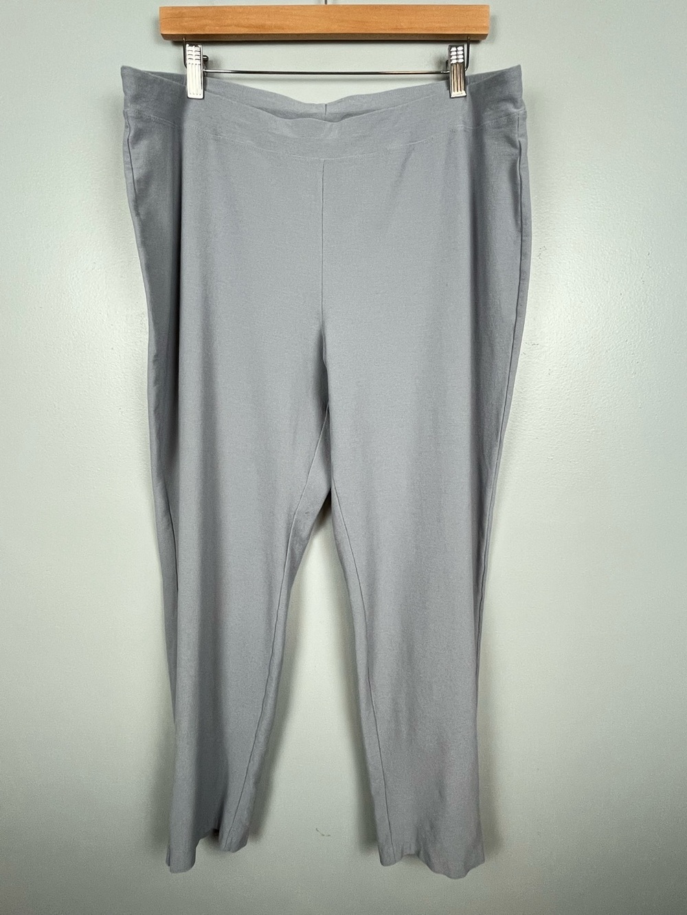 Eileen Fisher gray viscose nylon elastane pull on pants, US XL.